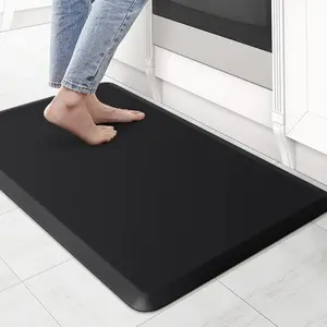 Anti-Fatigue Mat – 17.3"x28" Cushioned, Waterproof, Non-Slip Comfort Floor Rug for Sink, Office, or Standing Desk – Black