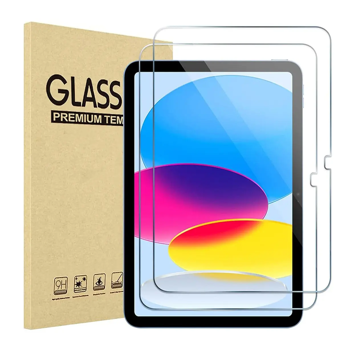 2pc Tempered Glass Screen Protector for iPad 10.2", Full Coverage HD Clear, 9h Hardness, Bubble Free, Anti-Fingerprint, Scratch Resistant, Tablet Protector Accessories