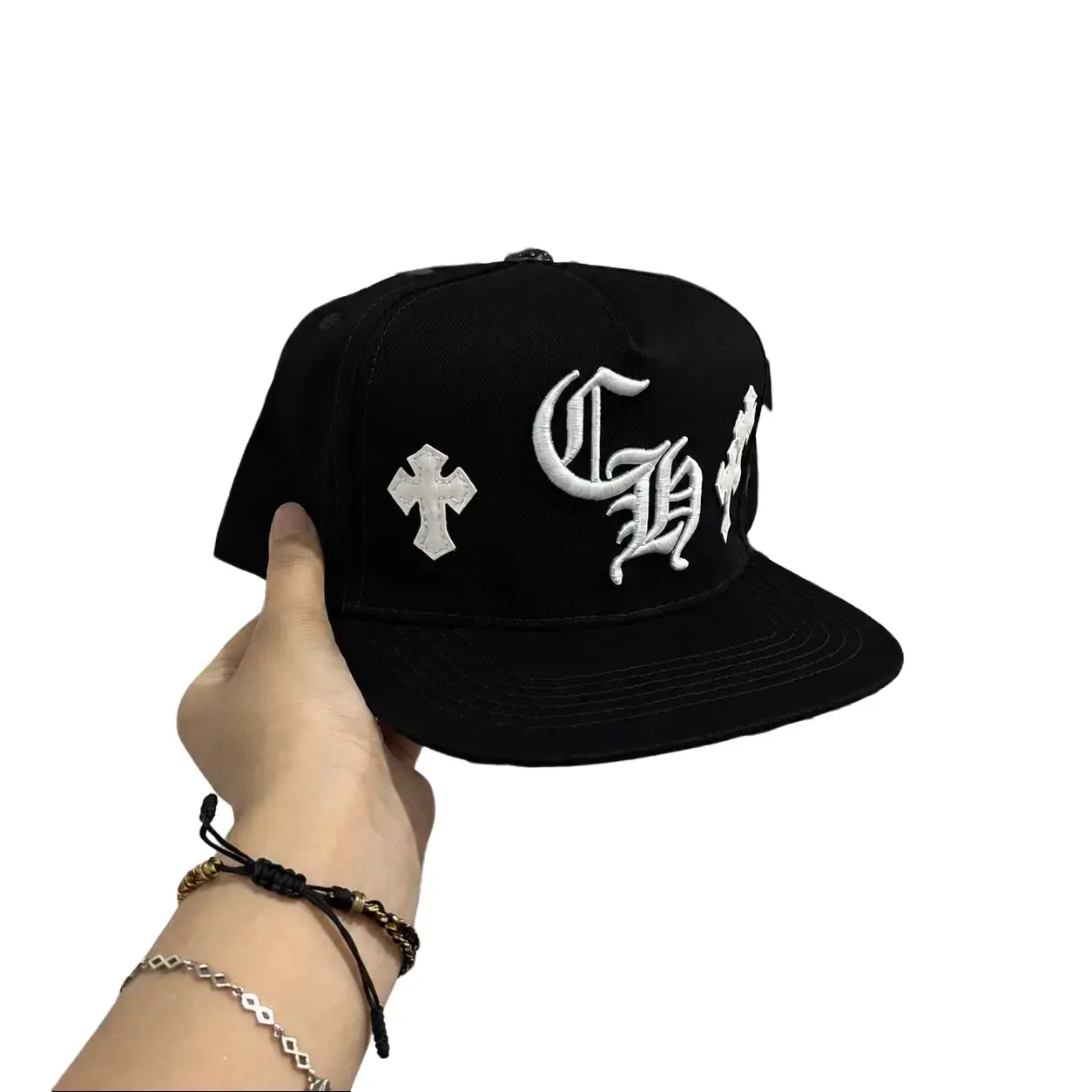 Black Trucker Hat Embroidered Cross Patch Mesh Snapback Cap Adjustable Y2K Streetwear Baseball Hat