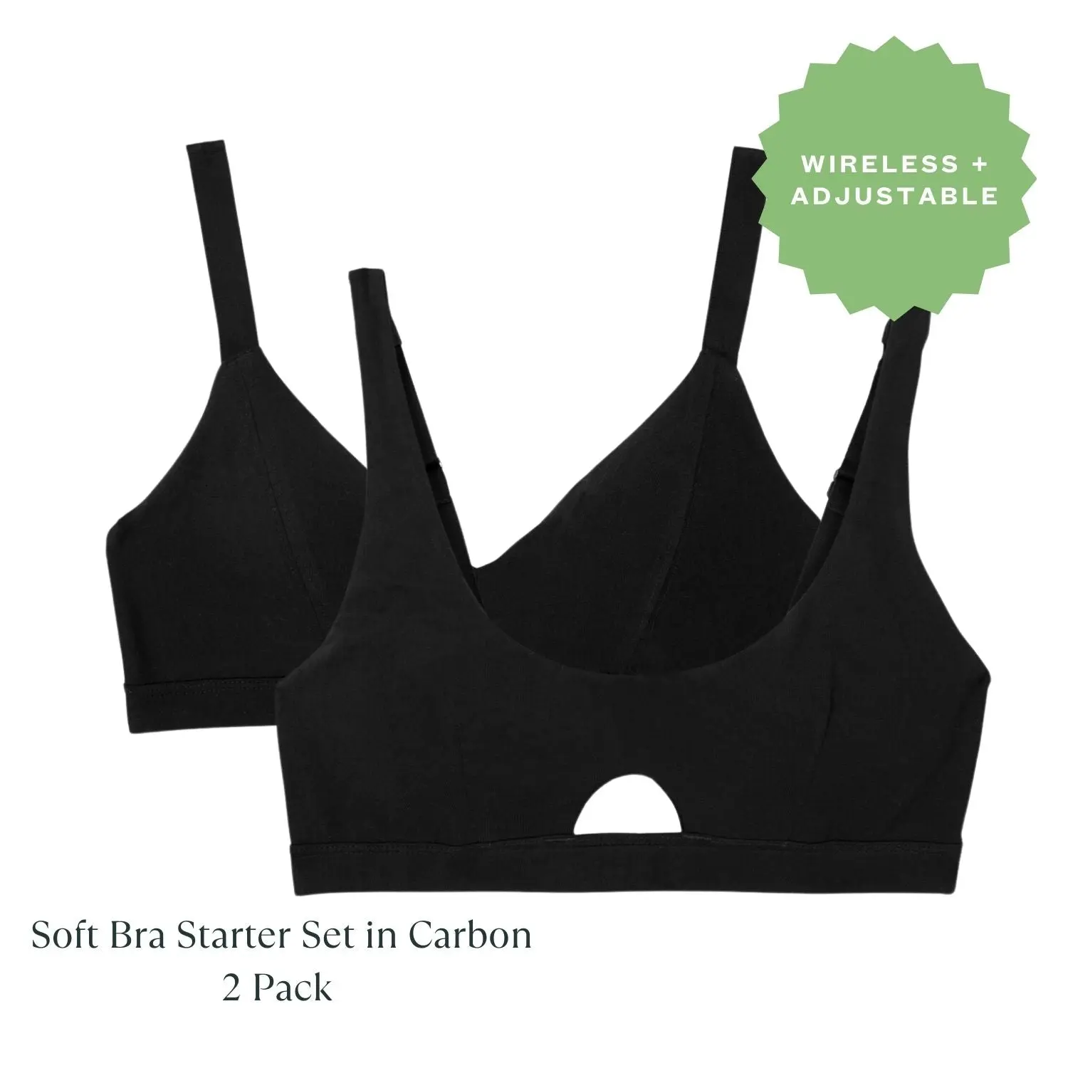 Organic Cotton Keyhole Soft Bra in Carbon 2-Pack