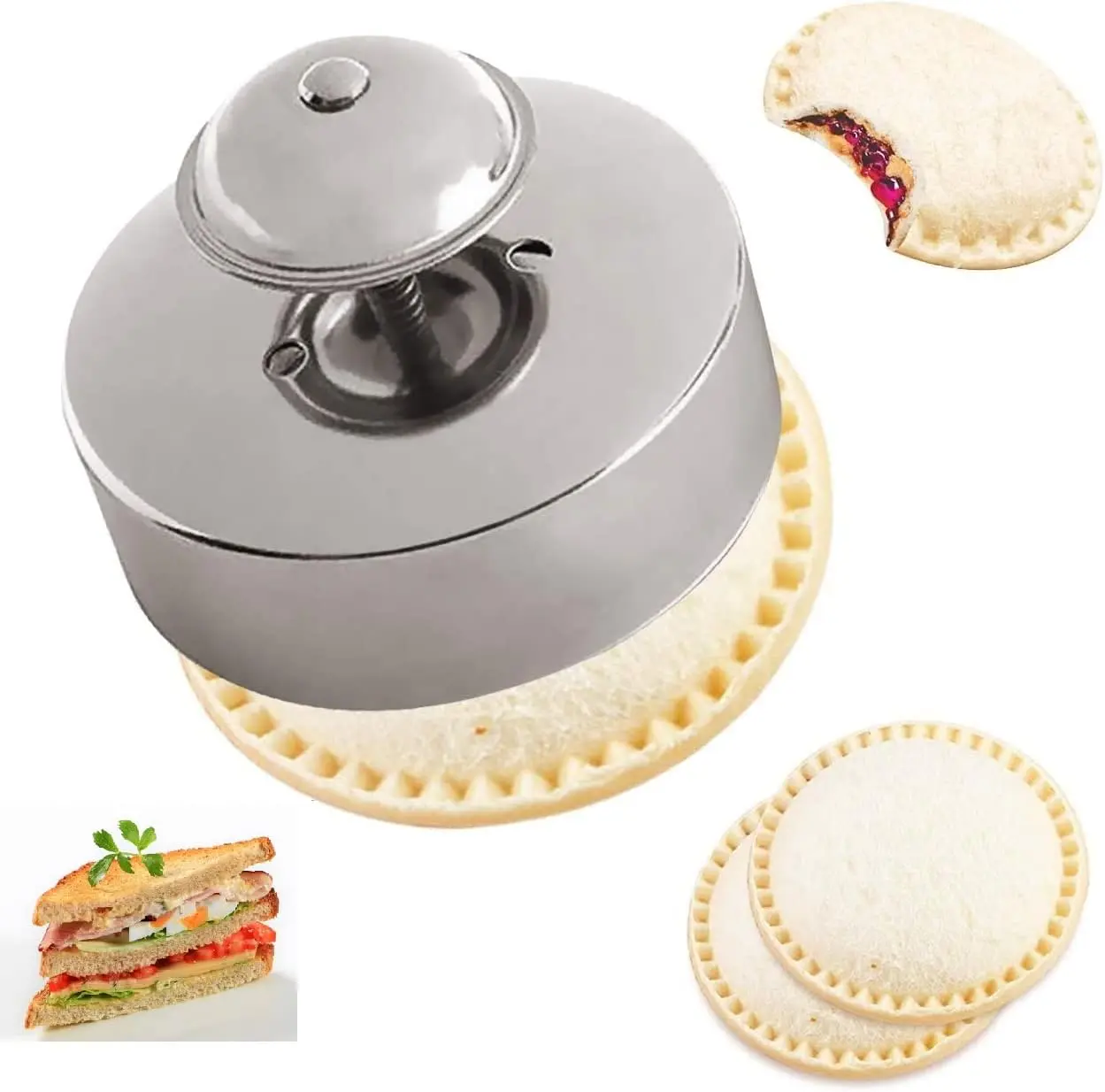 Round Sandwich Press ,1 Count Household Cutter for Toast, Sandwich, Pie,Biscuit,Plastics Cutter and Sealer