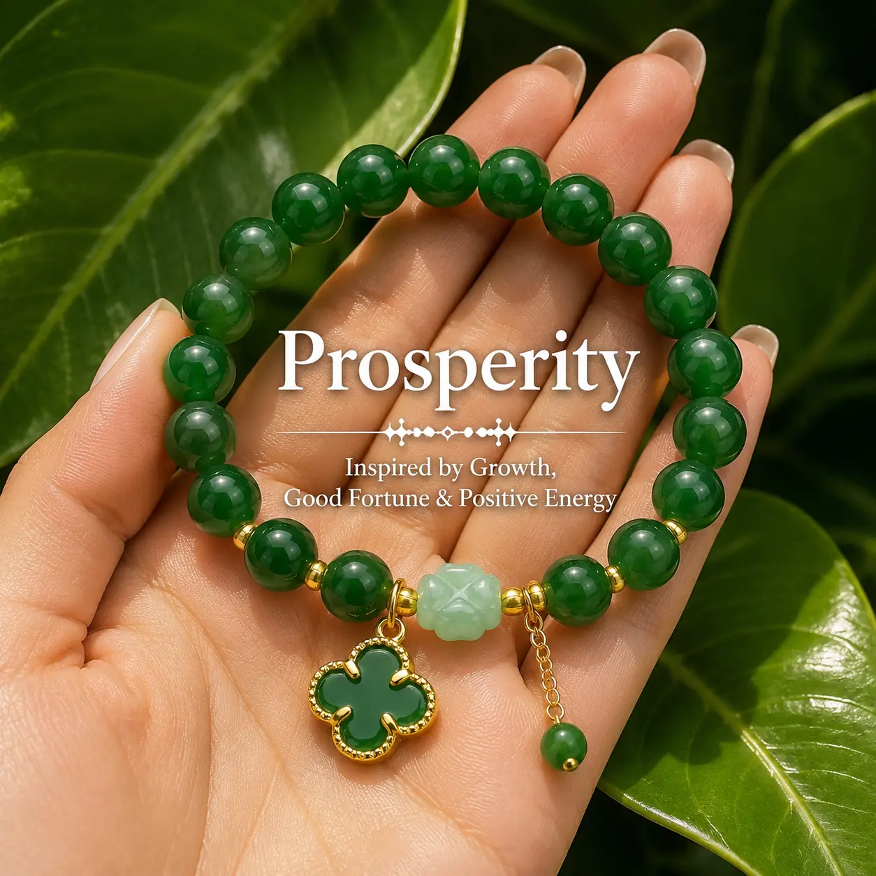 St Patricks Day Bracelets Four Leaf Clover Green Nature Stone Bracelet Trendy Jewelry Accessories Gift for Women Adults