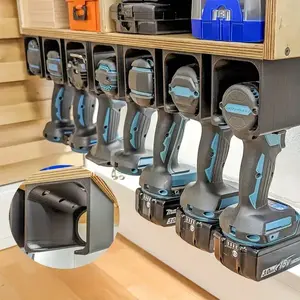 Heavy-Duty Tool Hanger Organizer with Drill Bit Storage, Non-Slip Drill Hooks, Space-Saving Garage Workshop Shelves, Sturdy Plastic Construction