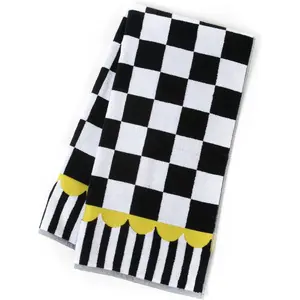 Bath Towel, Cute Decorative Bathroom Towel, Black-and-White Courtly Check