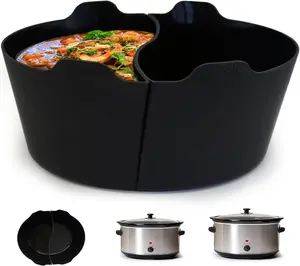 Crock pot Liners,Slow Cooker Liners,6-7 Quart Oval  Crock pot Divider Insert,, Dishwasher Safe 2 in1(Black)