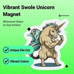 Swole Unicorn Die-Cut Magnet - Vibrant Colors & Matte Finish - Perfect for Refrigerators & Magnetic Boards - Unique Decor Gift