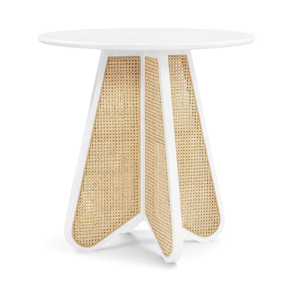 Butterfly 36" White / Natural Solid Wood And Natural Cane Counter Height Table
