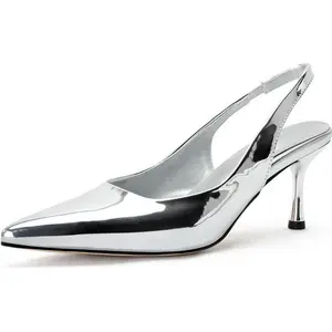Metallic Pumps Shoes Women,Slingback Heels for Women,Sling Back Kitten Heels,Dress Shoes for Women Low Heels Comfortable cavalli heels