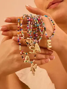 VRIUA Colorful Letter Necklace, Handmade Beaded Initial Necklace, Cute Bohemian Beach Jewelry, Modern Versatile Accessories, Perfect Father's Day Gift