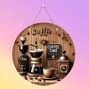1PC Coffee Decoration Sign   Plaque, Round Decorative   Hanging Sign, Vintage Decor, Used for Coffee Shops, Living Rooms, Reception Rooms, Coffee Machine Side Decoration Crafts