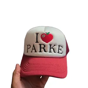 Parke hat with white and red design