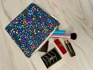 Willow Pouch - Floral Escape with Pink Interior | Medium Floral Makeup Bag