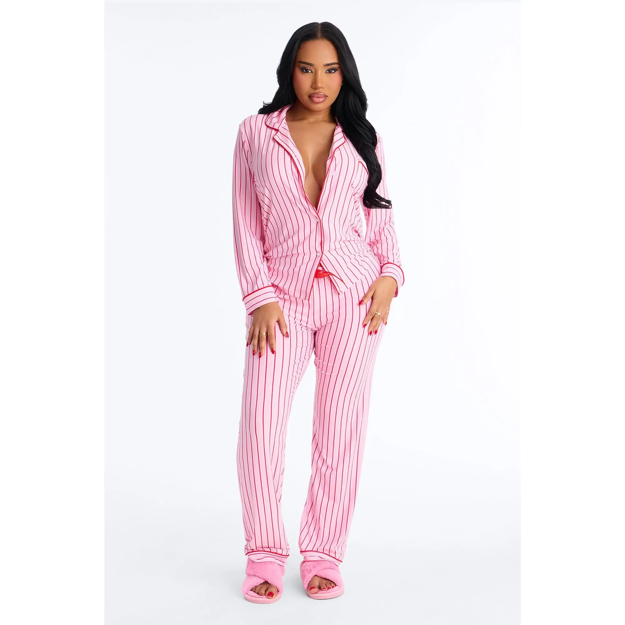 Need To Sleep Long Sleeve PJ Pant Set - Pink/combo