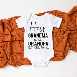 Hey Daddy/grandma/grandpa/auntie I Can't Wait To Meet You Newborn Baby Summer Short Sleeve Bodysuits Casual Baby Playsuit Ropa