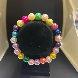 Colorful Pearl Bracelet - Vibrant Beads in Pink, Yellow, Green, Purple, and Blue for Stylish Accessory