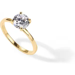 18K Gold Plated Sterling Silver Round Cut 1.5CT Moissanite Engagement Ring for Women, Wedding Band Promise Ring