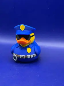 Police Duck - 3D Printed High-Quality Filament with Uniform Shades Badge Miniature Belt & Handcuff Details for Collectors Office Décor