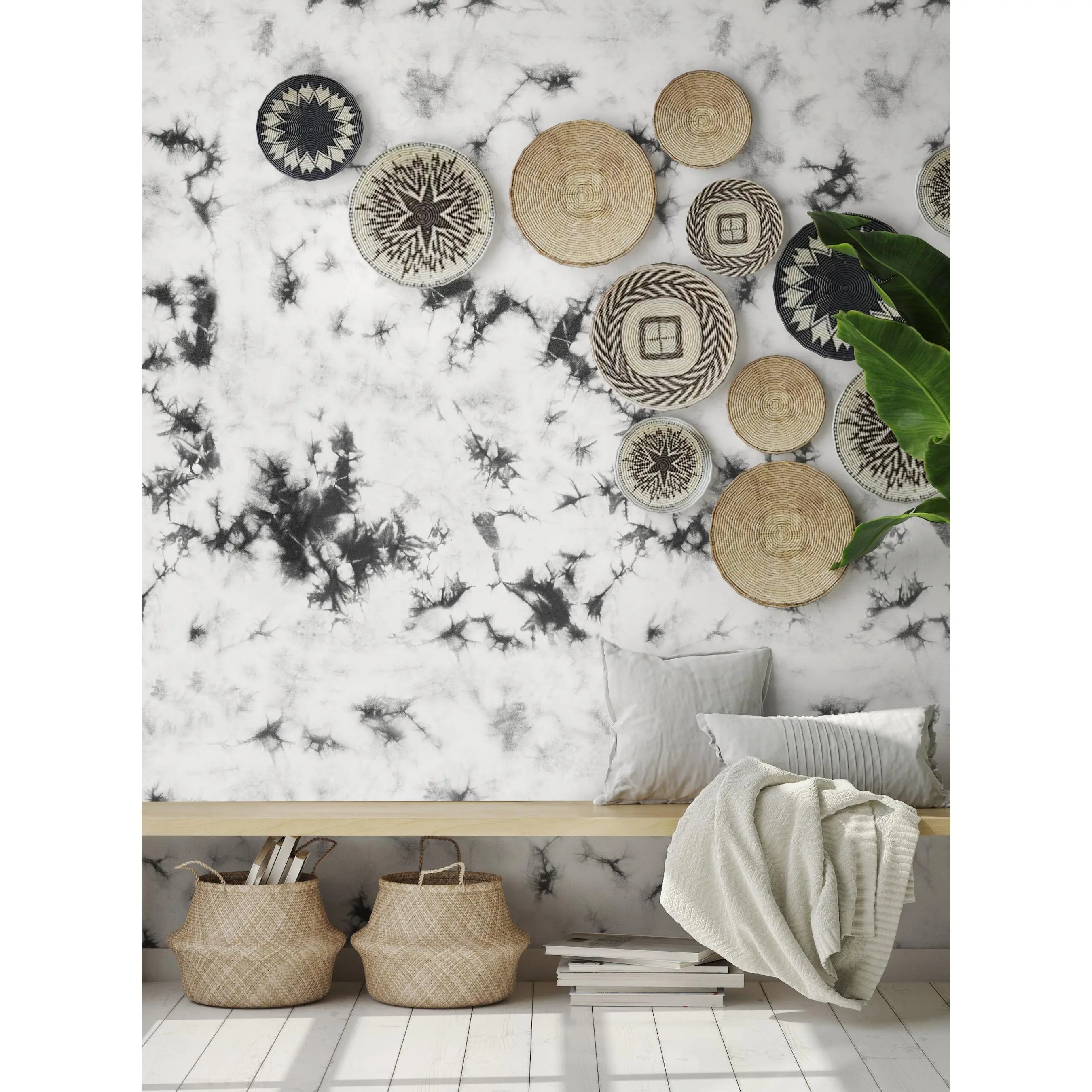 Tie Dye Marble Wallpaper Mural, Renter-Friendly Adhesive Stick-On Wallpaper for Accent Walls, Peel-and-Stick Design, 48" or Every 2 Rolls Option