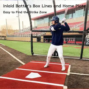 Premium Baseball Batting Mat: 10x3.8 ft Indoor/Outdoor Portable Baseball Softball Hitting Mat, Non-slip Rubber Bottom Batting Cage Mat with Home Plate for Batter, Pitcher and Catcher Training