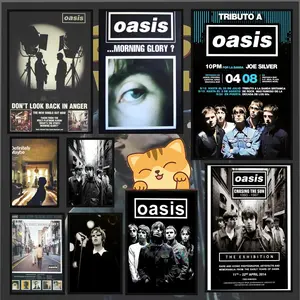 Band Poster O-oasisES Hot Music Poster Anime Movie Music TV Series poster Waterproof HD art sticky wall home bedroom aesthetic decoration Gifts For Home Living Bedroom Decor Trendy Room Decoration Easy-To-Apply Gift