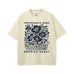Immigrants Make America Great Oversized Unisex Graphic Tee, Anti-ICE Statement Washed T-Shirt, Batik Cotton Streetwear Top, Super Soft Pre-Shrunk Fabric, Loose Casual Fit for Daily Wear, Street Style, Protest Outfit for Men Women