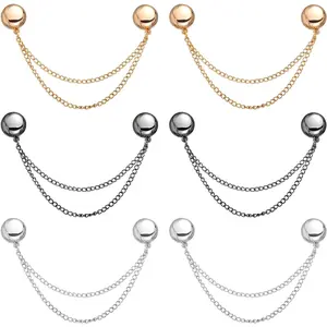 6pcs Magnetic Clothing Clips with Chain, Multi-Function Magnet Button Pins Hijab Cuff Clips for Fixing Hem of Clothes Long Pants Legs Sleeves of Shirts