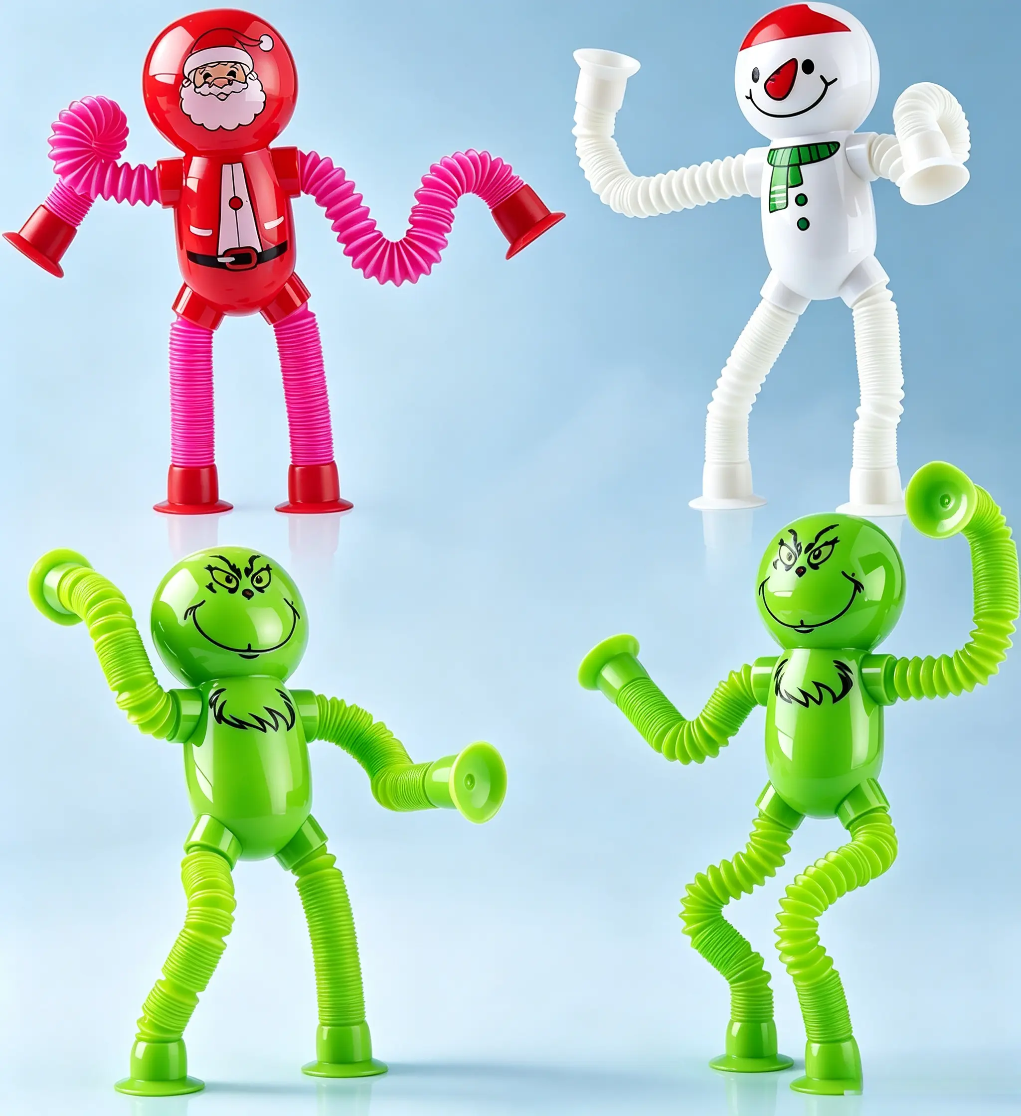 4 Pack Green Monster Telescopic Pop Tubes Sensory Fidget Toys for Kids Toddlers with Autism ADHD, Christmas Stocking Stuffers & Party Favor Gifts for Boys Girls