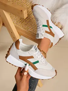 Women's Thick Sole Height-Boosting Casual Sneakers, Trainer, Breathable Mesh Upper, Elegant Style, All Seasons, PU and Rubber Materials
