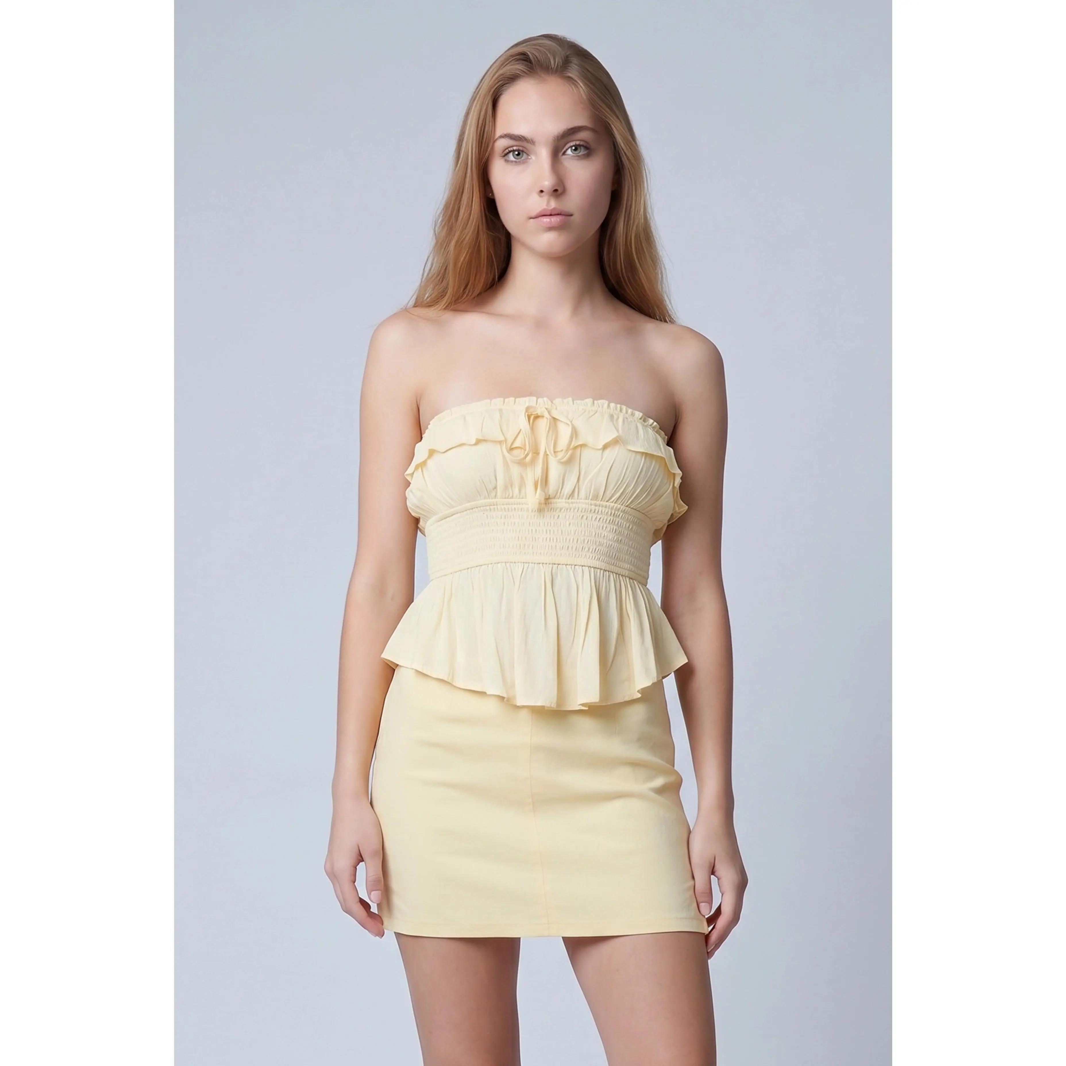 Strapless Peplum Top