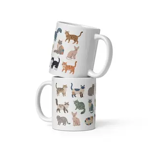 Scandinavian Cat Pattern Mug | Nordic Animal Coffee Cup Drinkware Stylish Ceramic