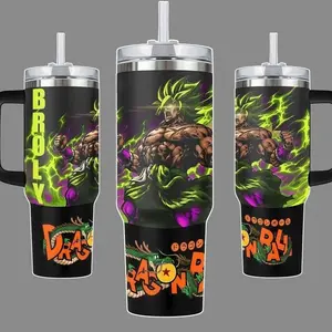 Broly Dr Super Legendary Saiyan Energy 40oz Stainless Steel Insulated Tumbler Mug with Handle & Straw Dragon Fans