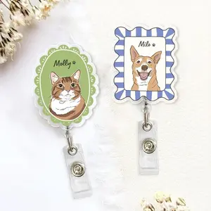 Custom Pet Badge Reel, Personalized Dog & Cat Photo Badge Reel, Nurse Badge Reel, Retractable ID Holder for Pet Owner, ID Badge Buddy