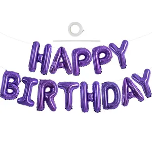 Happy Birthday 16" Mylar Foil Letters Banner, Reusable for Kids & Adults Birthday, Halloween
