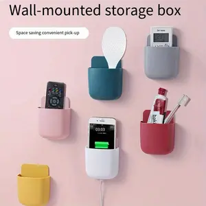 2PC TV Remote Control Storage Box, Wall-mounted Storage Box, Mobile Phone Charging Bracket, Pencil Case, Ballpoint Pen Storage Box, Desk Storage