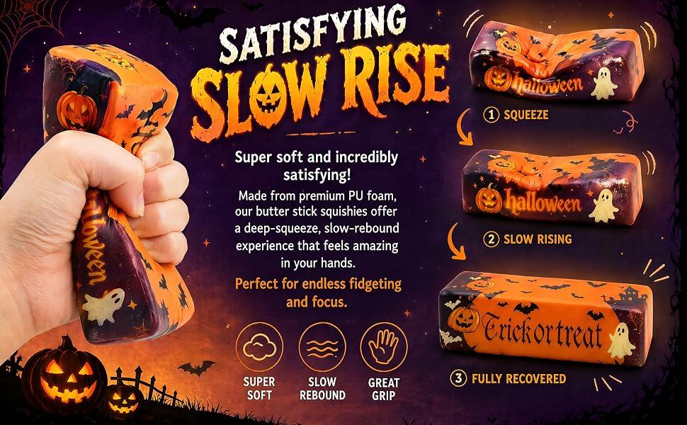 KIDGENIUS 6-Piece Gift Box Set Unisex Soft Sensory Squishies, PU Material Stress Ball Set, Slow-Rising Halloween Spooky Fidgets, Kids' Party Favors & Classroom Rewards Stress Ball Squishies Squishy Series