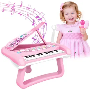 5-in-1 Kids Piano Keyboard Toys with Microphone, 22 Keys, 22 Demo Songs, 5 Musical Instruments, and Animal Sounds, Early Learning for Toodlers Birthday Christmas Gift for Girls Boys 1-3