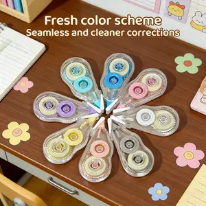 8-Pack Rainbow Correction Tape Set, Portable Lightweight Design, Easy-Press Eraser Head, Macaron Colors, Ideal for School & Office Writing Corrections
