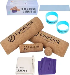 Cork Foot Balance Board Full Rehab Set with Massage Ball & Resistance Bands | Plantar Fasciitis Relief Trainer Improves Foot Arch & Ankle Stability Sports Outdoors