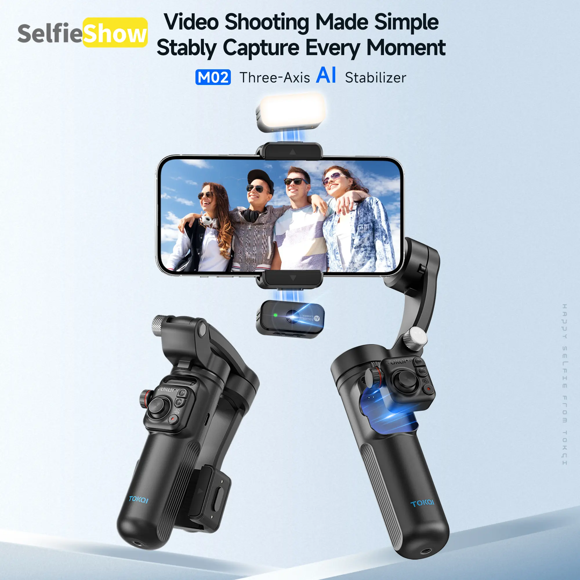 3-Axis Phone Gimbal Stabilizer with AI Face Tracking, Gesture Control & Detachable Remote, Smartphone Gimbal for TikTok Creators, Vloggers, Live Streaming & Video Recording，tiktokshopstockup