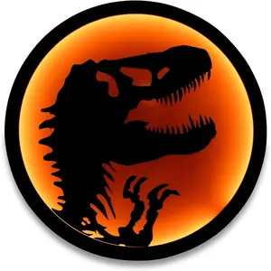 Ukonic Jurassic Park T-Rex Logo LED Wall Light Sign| Ready to Hang Wall Decor Artwork, Trendy Living Room Essentials, Home Decor Accent| Dinosaur Toys, Gifts and Collectibles| 12 Inches Tall