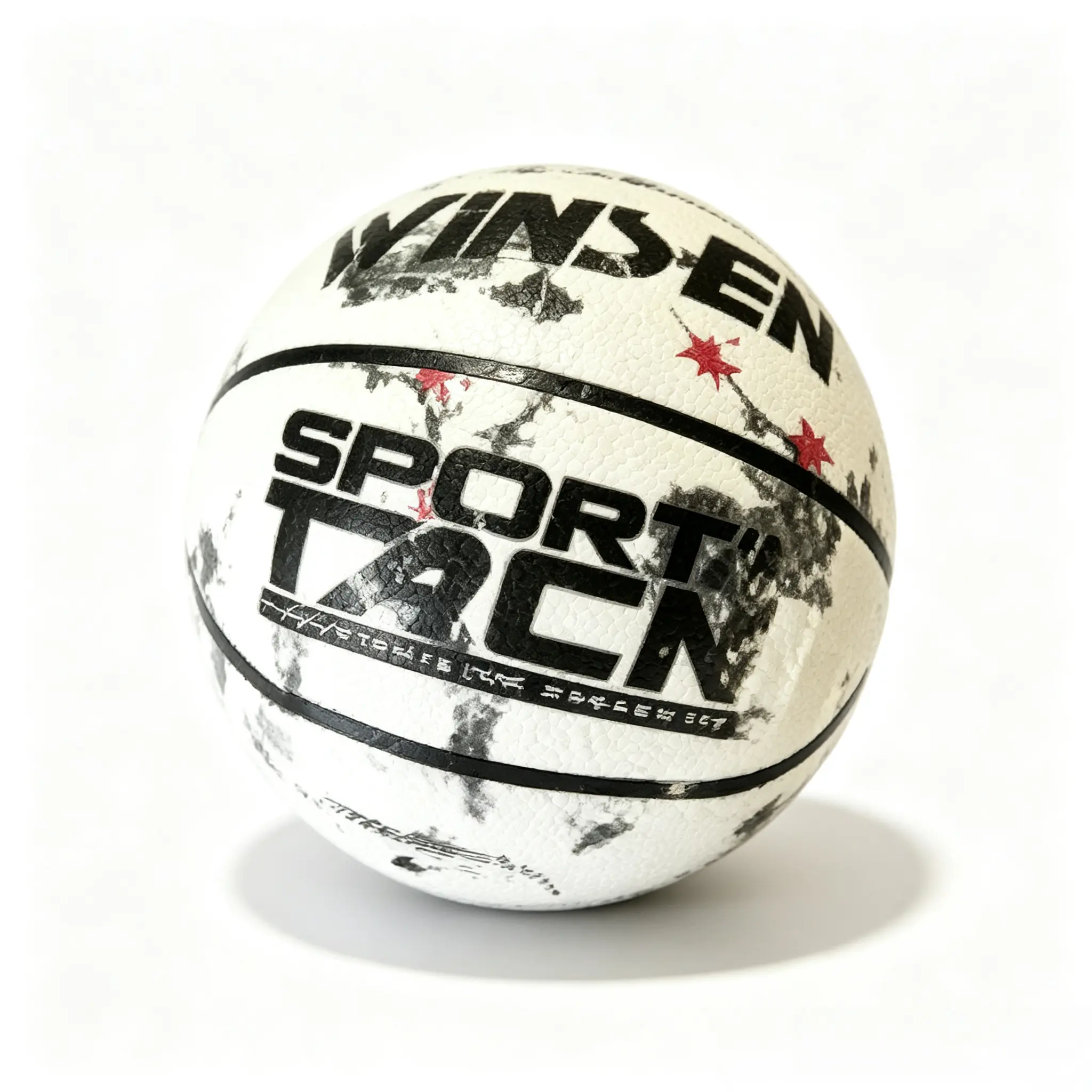 White Black Splash Ink Graffiti Pattern Basketball, Durable Rubber Sports Ball for Backyard, Gym, Park Pickup Games, Teen & Adult Casual Training Ball
