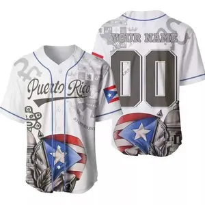 Personalized NAME Frog Puerto Rico Puerto Baseball Jersey For Baseball Fans, Puerto Rico Rana Frog with Flag, Common Coqui, Eleutherodactylus Coqui