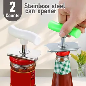 2 Counts Stainless Steel Jar Opener for Effortless Opening, Jar Lid Opener for Weak Hands, Fits Small & Medium Cans, White & Green