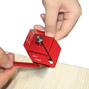 Trim Carpentry Tools,9/64'' Aluminum Alloy Trim Measurement Tool,High Precision Measuring Tools,3/16 inch and 9/64 inch Thickness Plate Marking Short Offsets Tool,Adjustable Distance