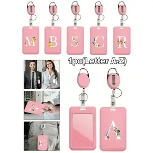 ID Card Holder with Retractable Scroll Clip, Anti-Theft Card Case, Thumb Slot Hard Plastic, Expandable ID Card Sleeve, Waterproof Medical Card Protector, Retractable Badge Reel