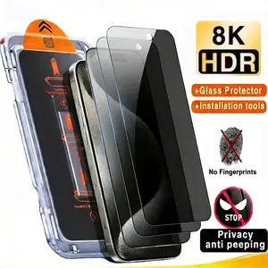 Screen Protector for iPhone 16/15/14 Pro Max series, Anti-Spy Shockproof Full Coverage Military-Grade Shatterproof Protection Fingerprint Resistant protective