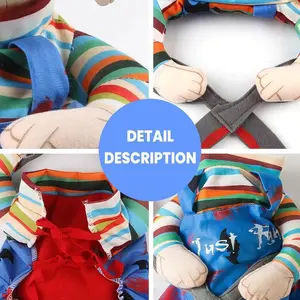 Fashion Halloween Small Dog Horror Movie Clothes Sweatshirt Set Cosplay Chucky Pet Party Costume Comical Outfits Halloween Dress