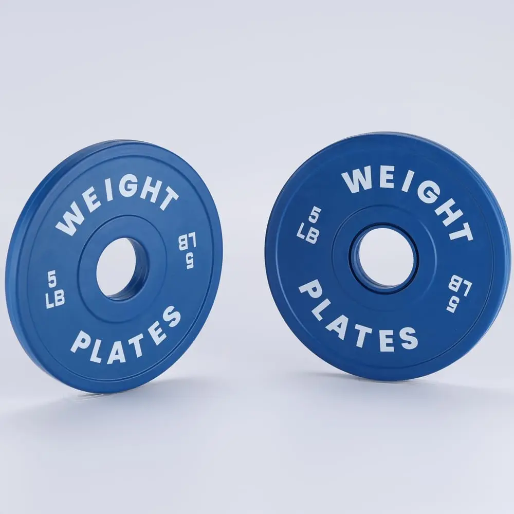 5LB 2PCS Change Plate, Fractional Weight Plates Set, Micro Incremental Rubber-Coated 2" Bumper Plates for Olympic Barbells, Strength Training, Blue