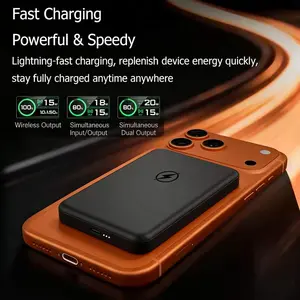 10000mAh Ultra Thin Magnetic Portable Charger 20W PD Fast Charge 15W Wireless Power Bank For iPhone 12-17 Series