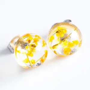 Earrings Yellow Orb Stud Earrings